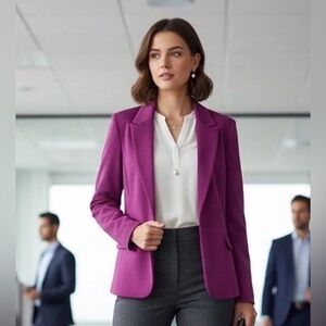 Corporate Modern Fit Investments Purple Knit Blazer Professional